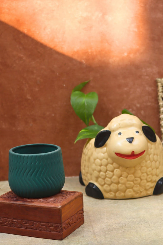 Set of 2 - Sheep & Essential Teal Planter combo with premium quality material