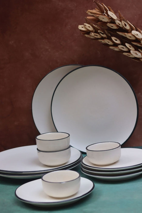 Set of 12 - Basic White Dinner set made by ceramic