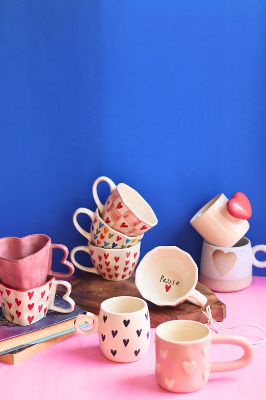 Set of 10 Sweet Heart Mugs Combo (for the price of 7) made by ceramic