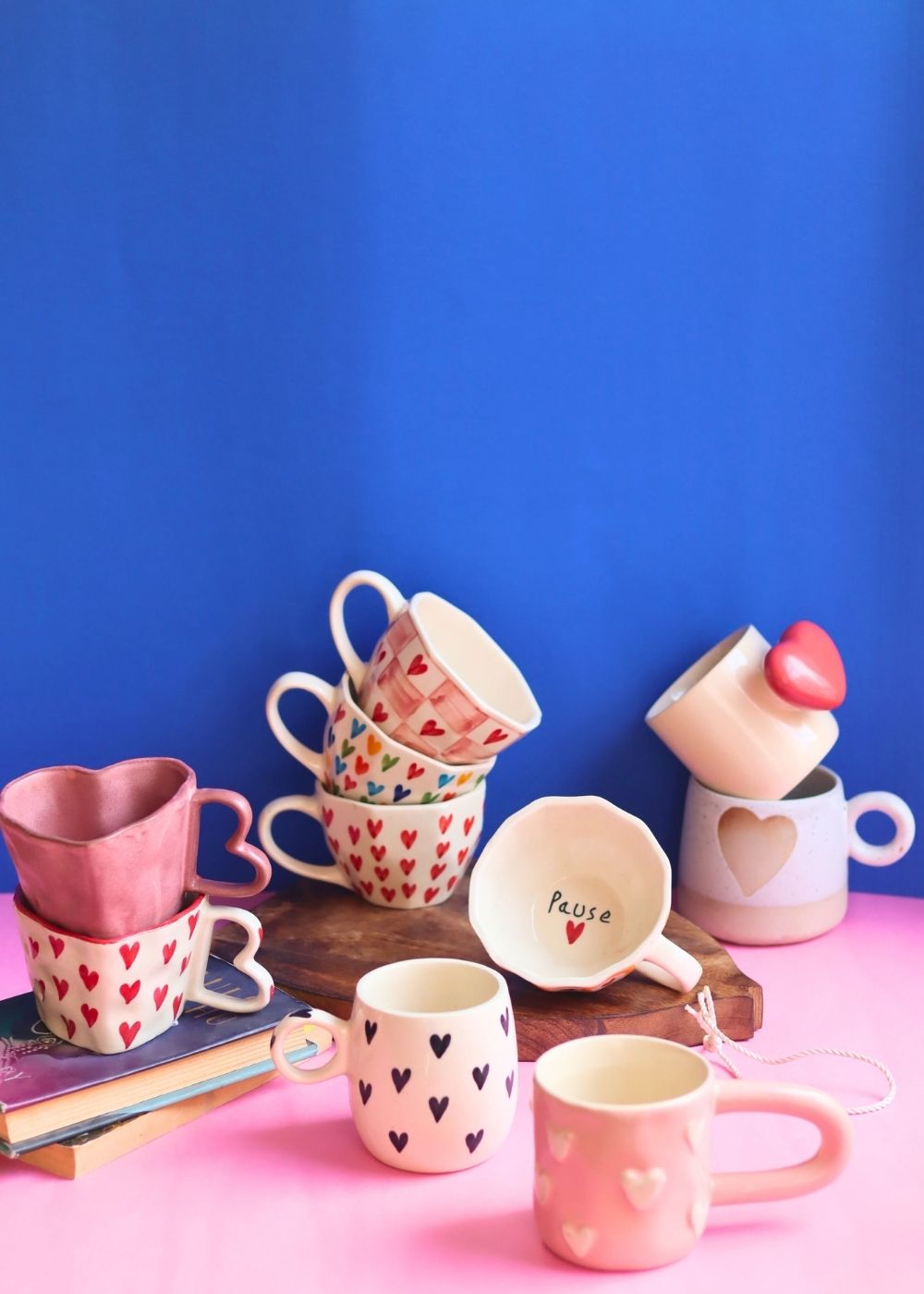 Set of 10 Sweet Heart Mugs Combo (for the price of 7) made by ceramic
