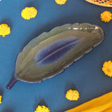 Royal Blue Leaf Platter made by ceramic