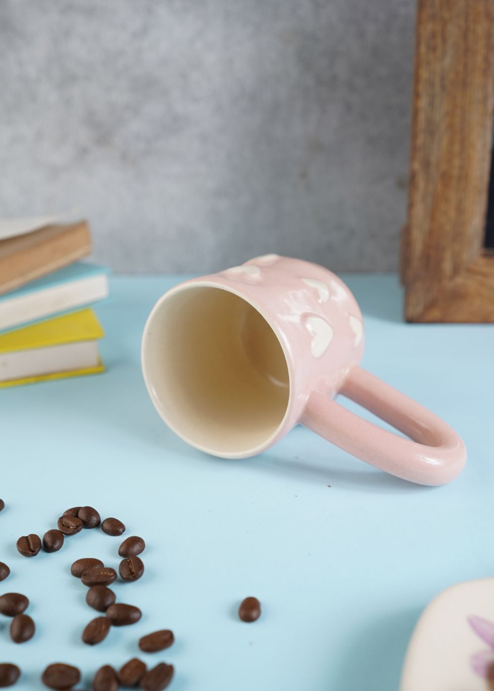 Pastel Pink Heart Mug made by ceramic