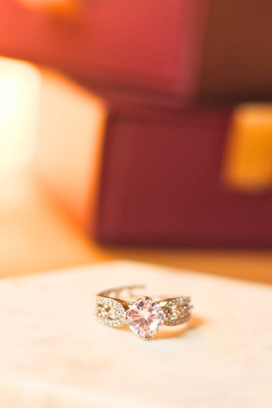 Waterproof Dreamy White Solitare American Diamond Adjustable Ring