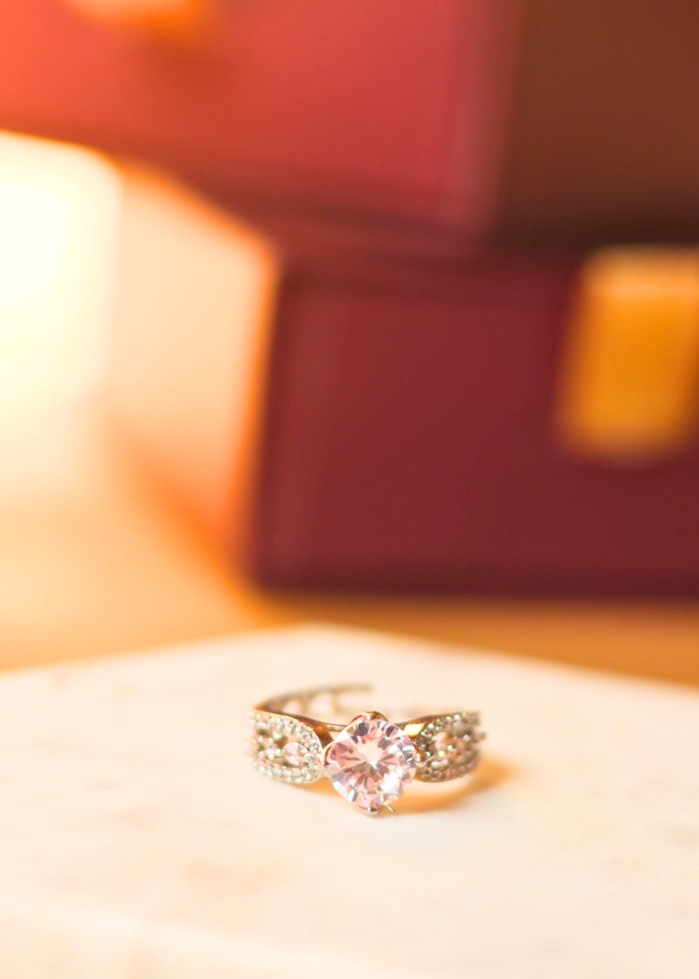 Waterproof Dreamy White Solitare American Diamond Adjustable Ring