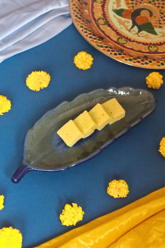Handmade Royal Blue Leaf Platter