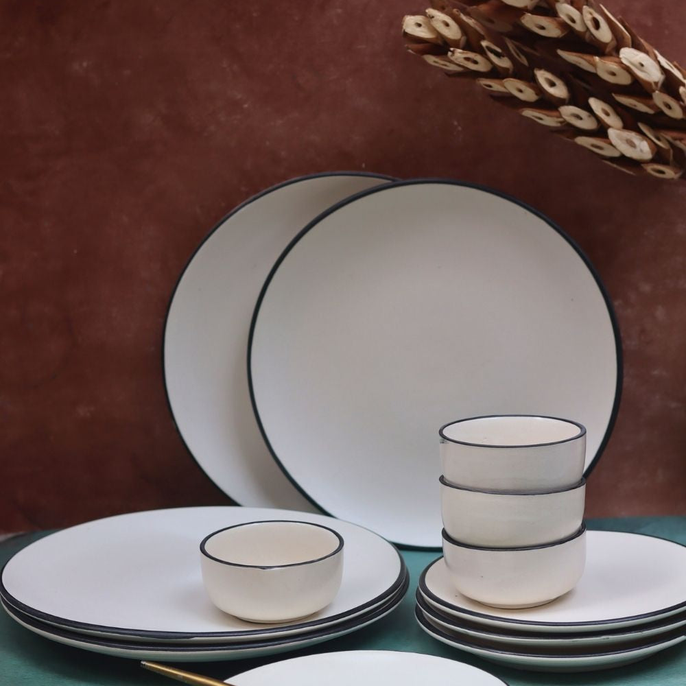 Set of 12 - Basic White Dinner set with premium quality material