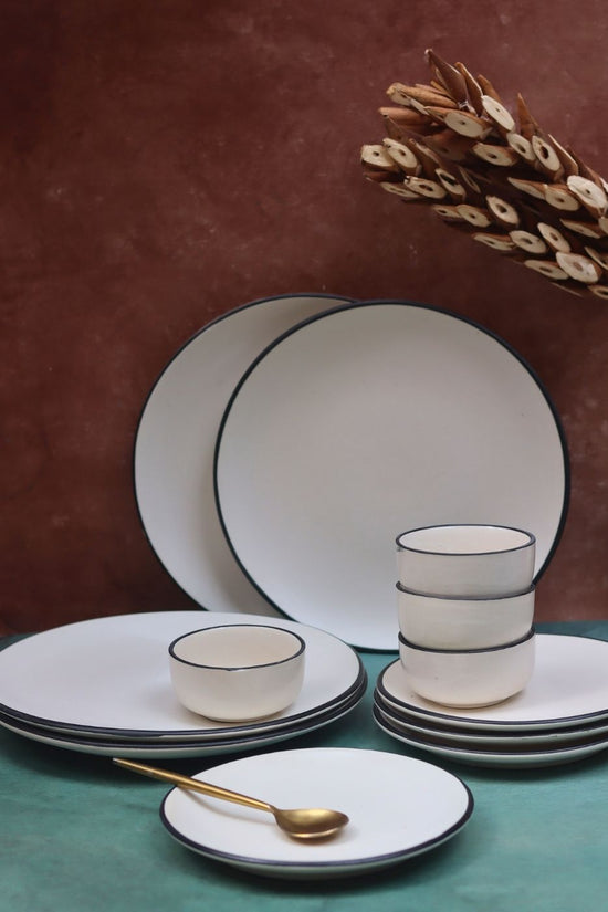 Set of 12 - Basic White Dinner set with premium quality material