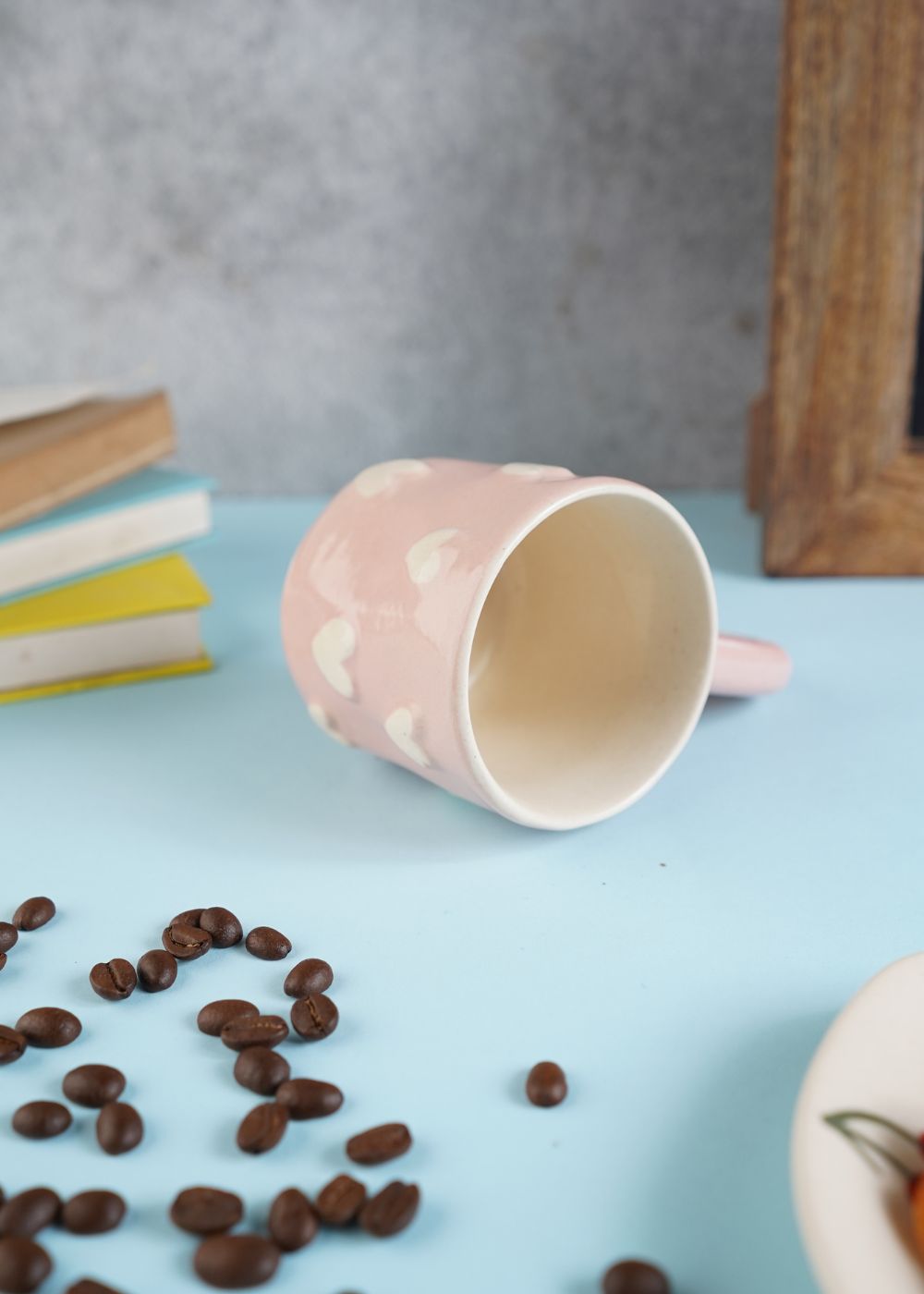 Pastel Pink Heart Mug handmade in india