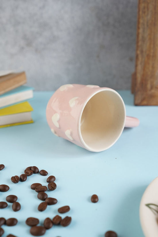 Pastel Pink Heart Mug handmade in india