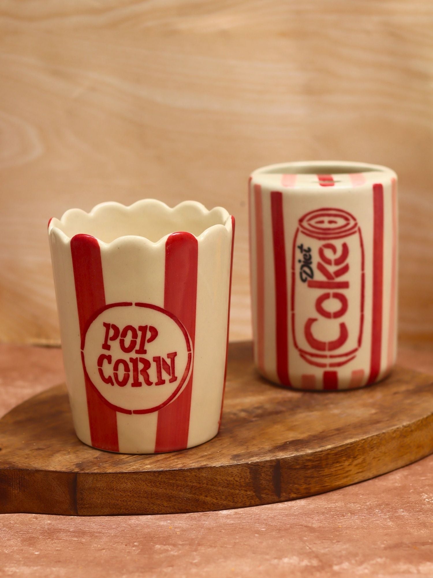 Set of 2 - Diet Coke & Popcorn Tub Combo handmade in India