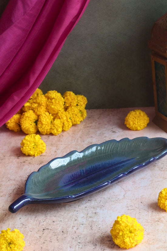 Royal Blue Leaf Platter for this festival