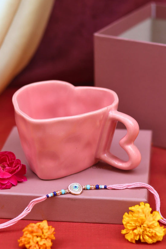 Dusty Pink Heart Mug Rakhi Gift Box