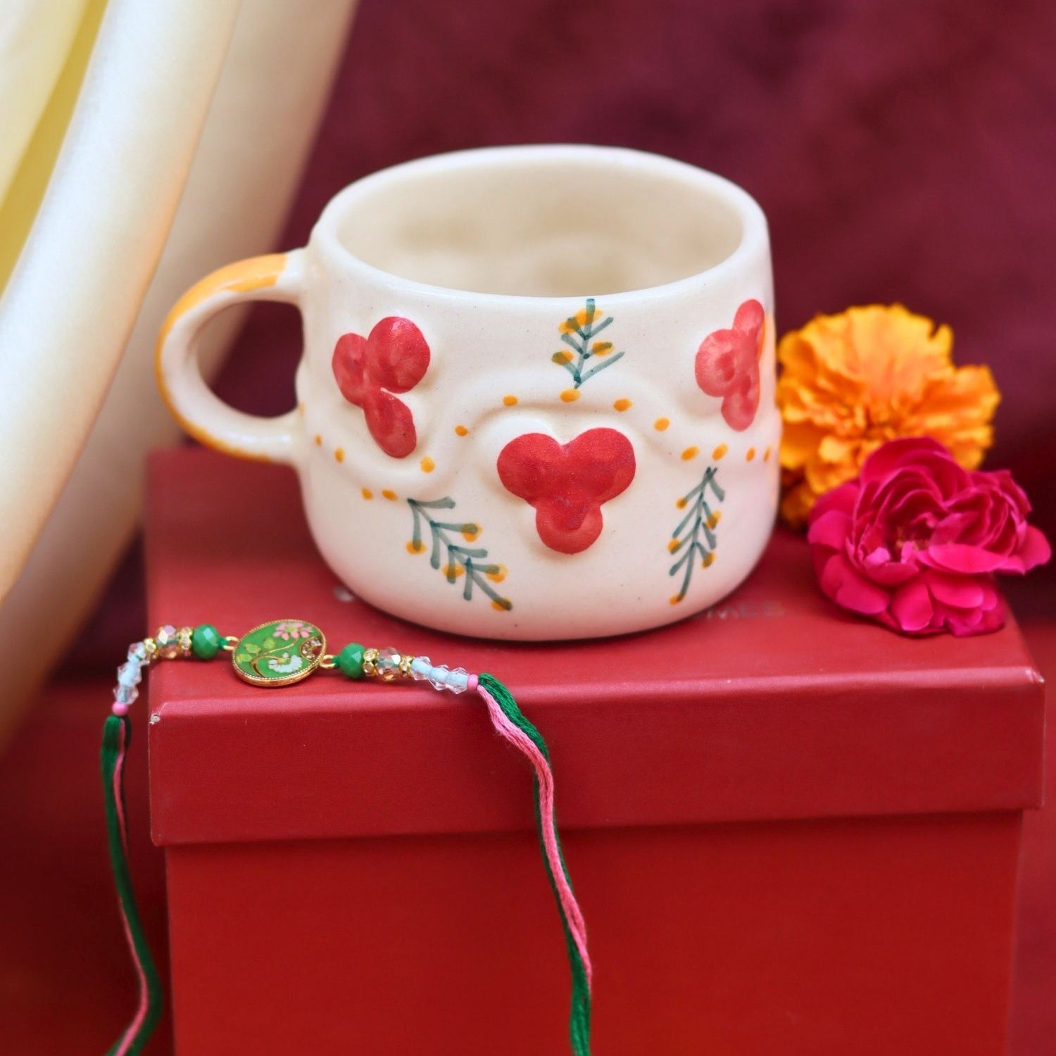 handmade Cherry Mug Rakhi Gift Box