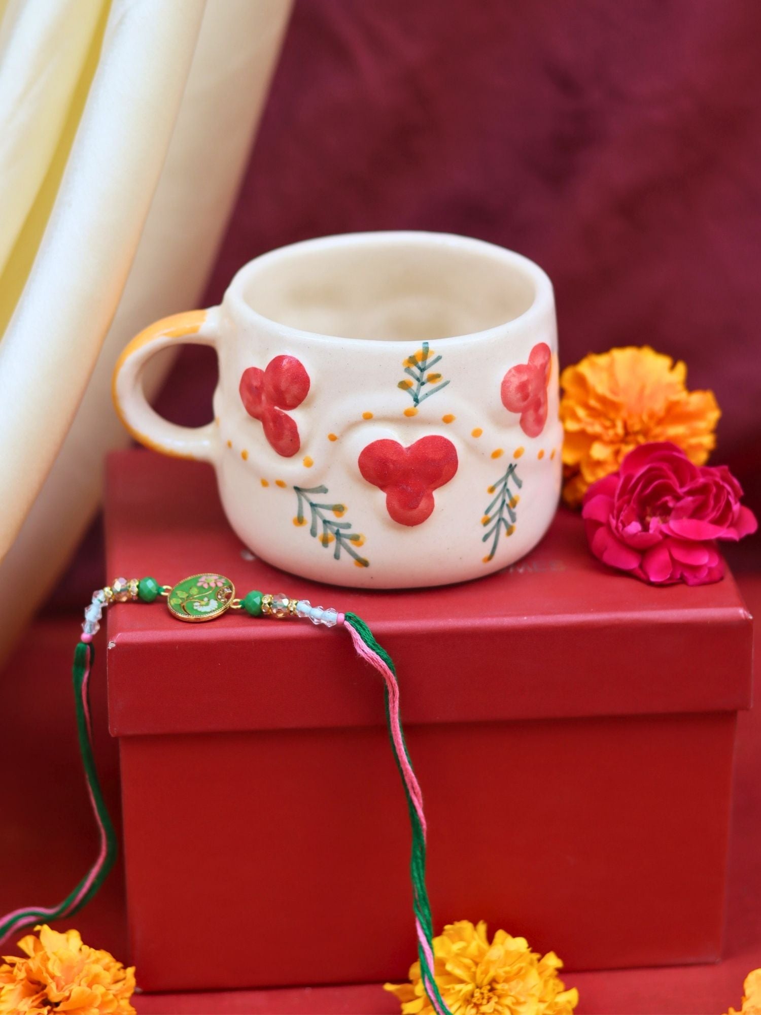 handmade Cherry Mug Rakhi Gift Box