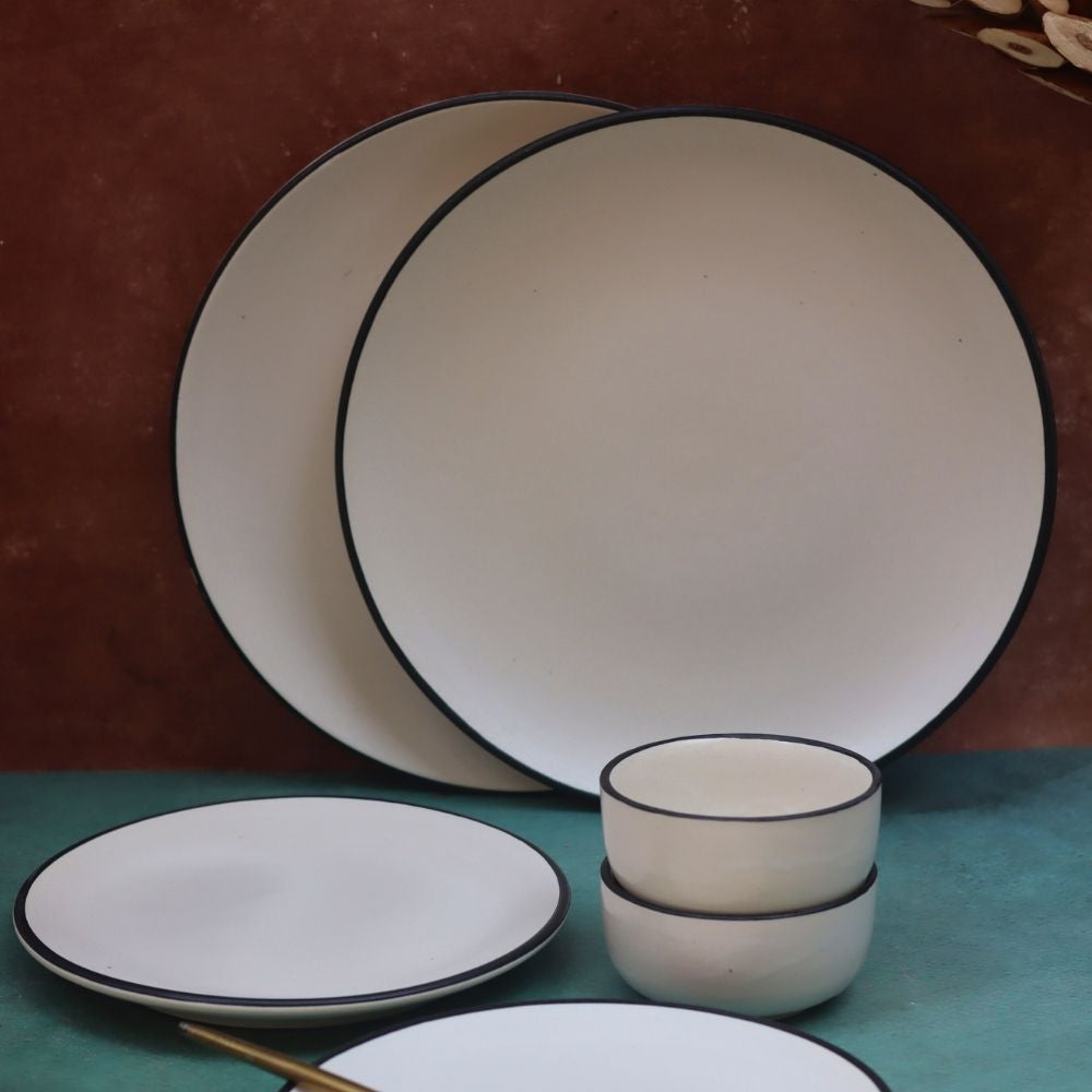Set of 6 - Basic White Dinner Set made by ceramic