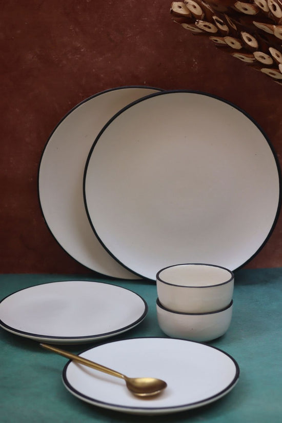 Set of 6 - Basic White Dinner Set made by ceramic