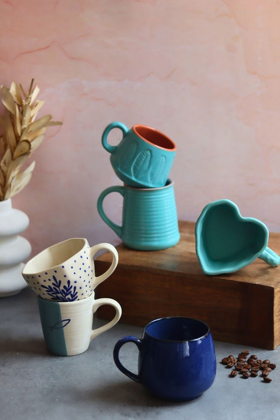handmade Set of 6 Cloudy Sky Mugs (for the price of 5)