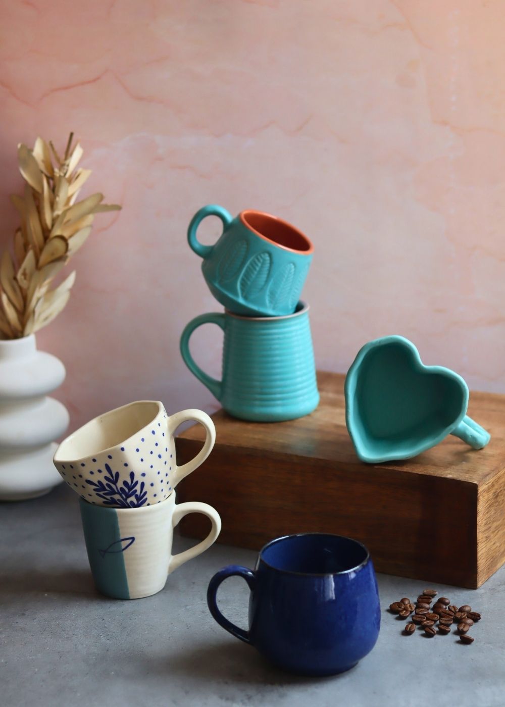 handmade Set of 6 Cloudy Sky Mugs (for the price of 5)