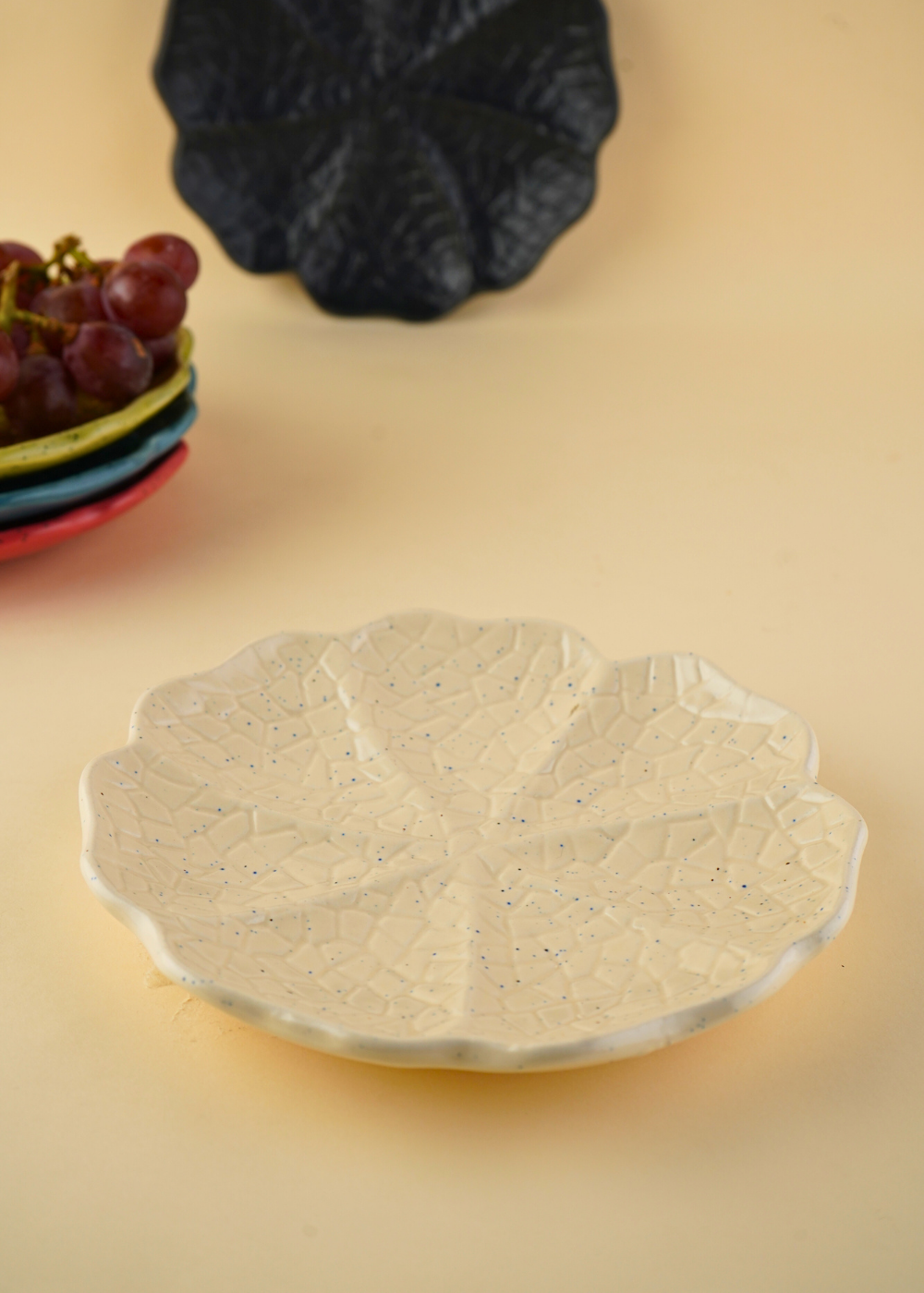 white cabbage snack plate handmade in india