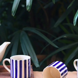 handmade blue thick stripe tea cup