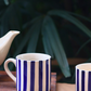 ceramic white and blue tea cup