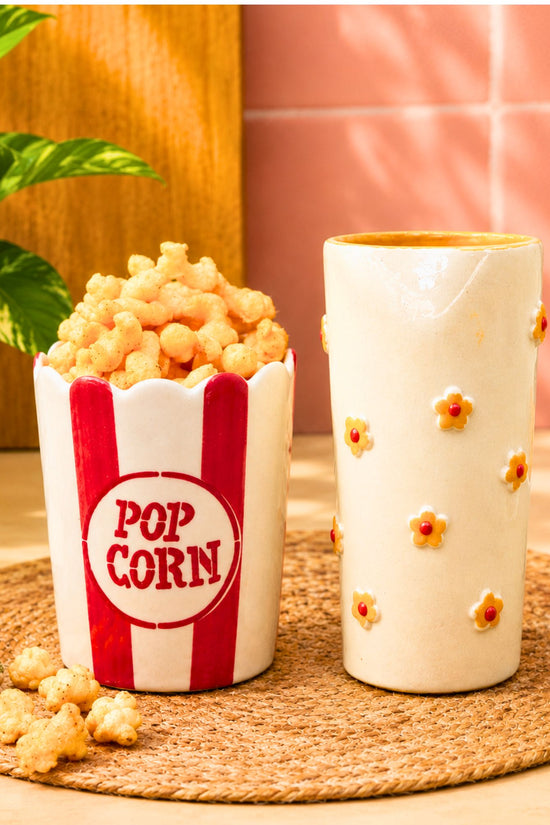 Set of 2 - Popcorn Tub & Yellow Spring Tumbler Combo