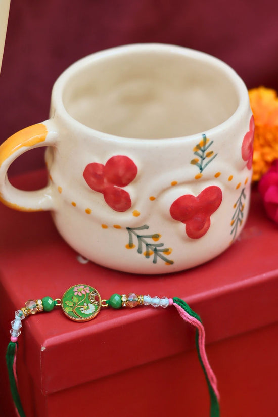 Cherry Mug Rakhi Gift Box made by ceramic