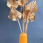 Dried gold palm bouquet with yellow vase