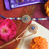 Round Evil Eye Bhaiya Bhabhi Rakhi handmade in India
