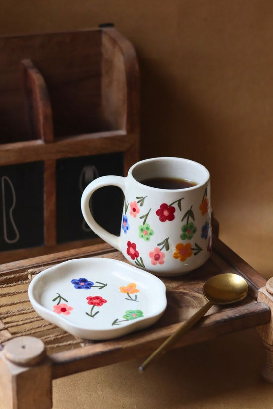 Floral Blossom mug & Handmade dessert Plate with premium quality material