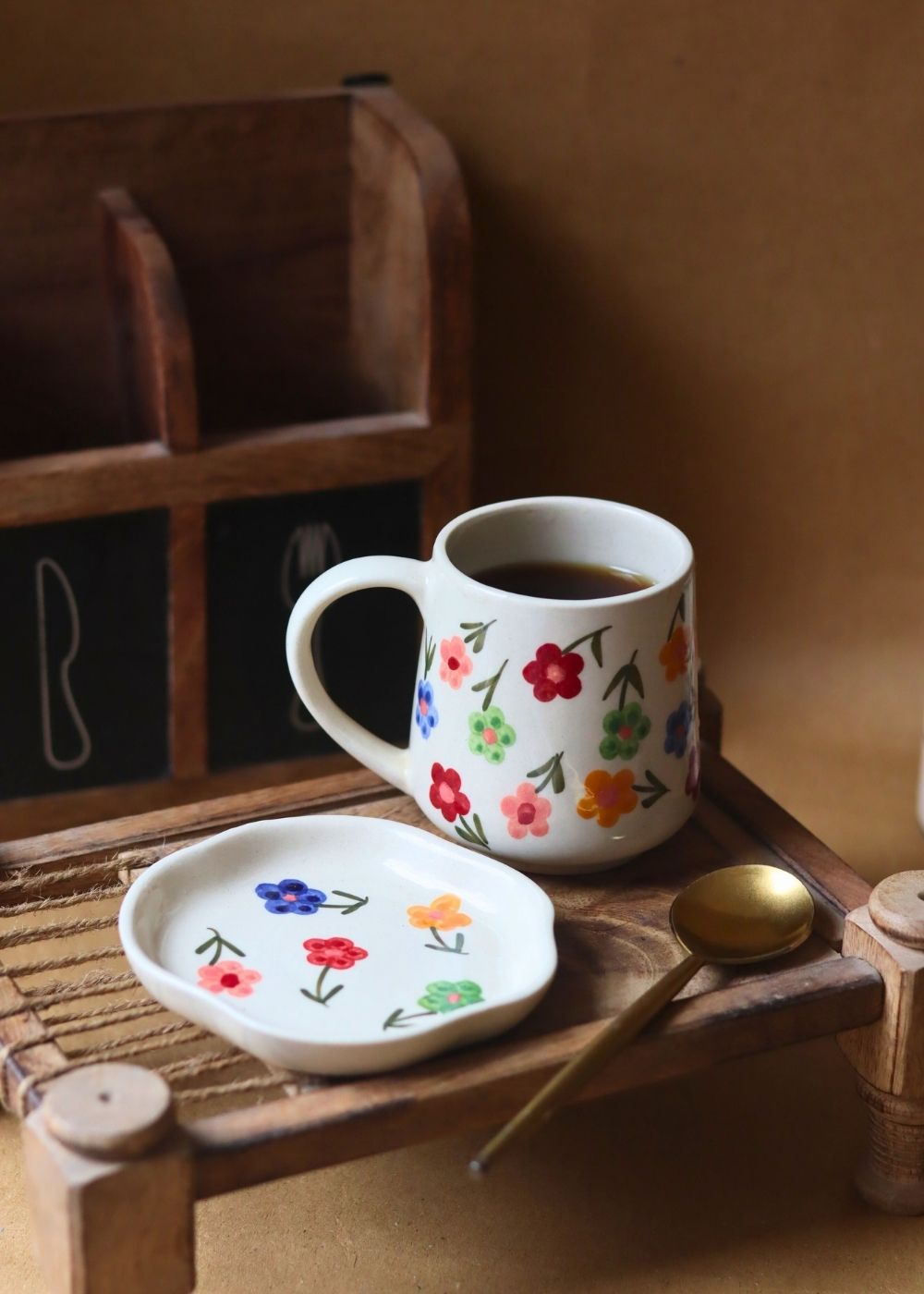 Floral Blossom mug & Handmade dessert Plate with premium quality material