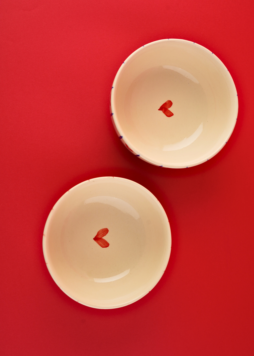 red heart in his & her bowls set of two, combo