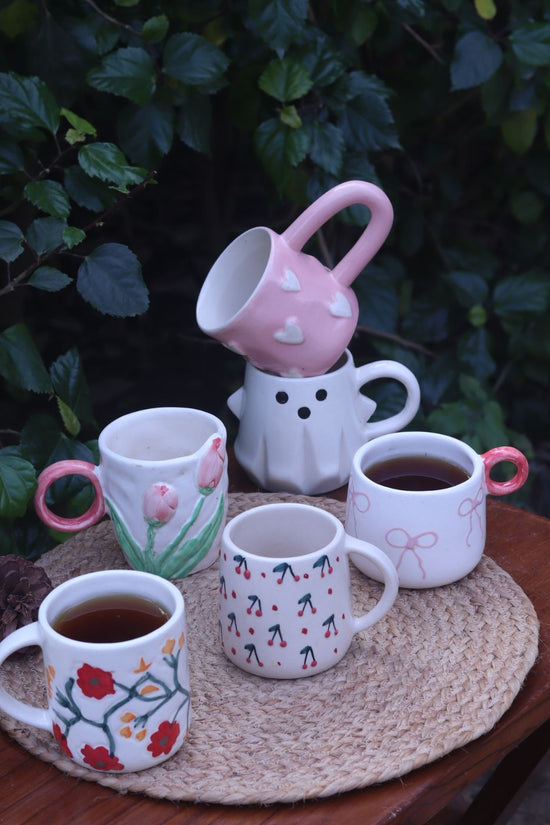 Set of 6 Coffee Lovers Delight Mugs (for the price of 5) handmade in india