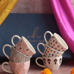 Set of 6 Heart & Polka Artful Mugs (for the price of 5) Diwali Gift Box premium quality gift hamper