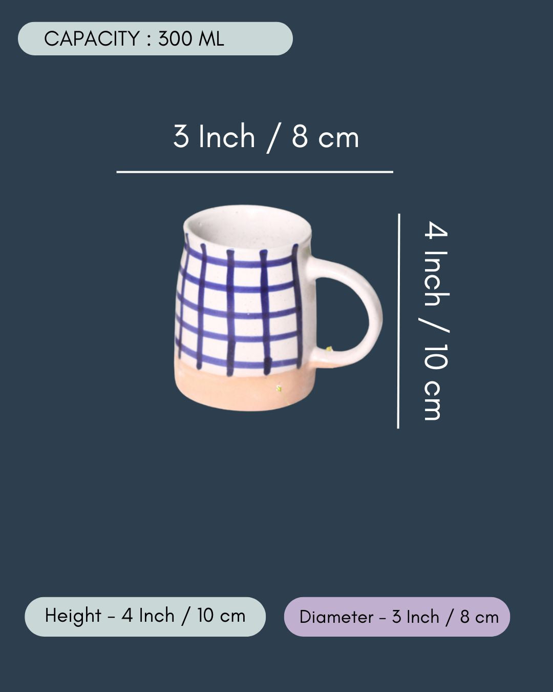 Set of 6 - Blue Checkered Mug