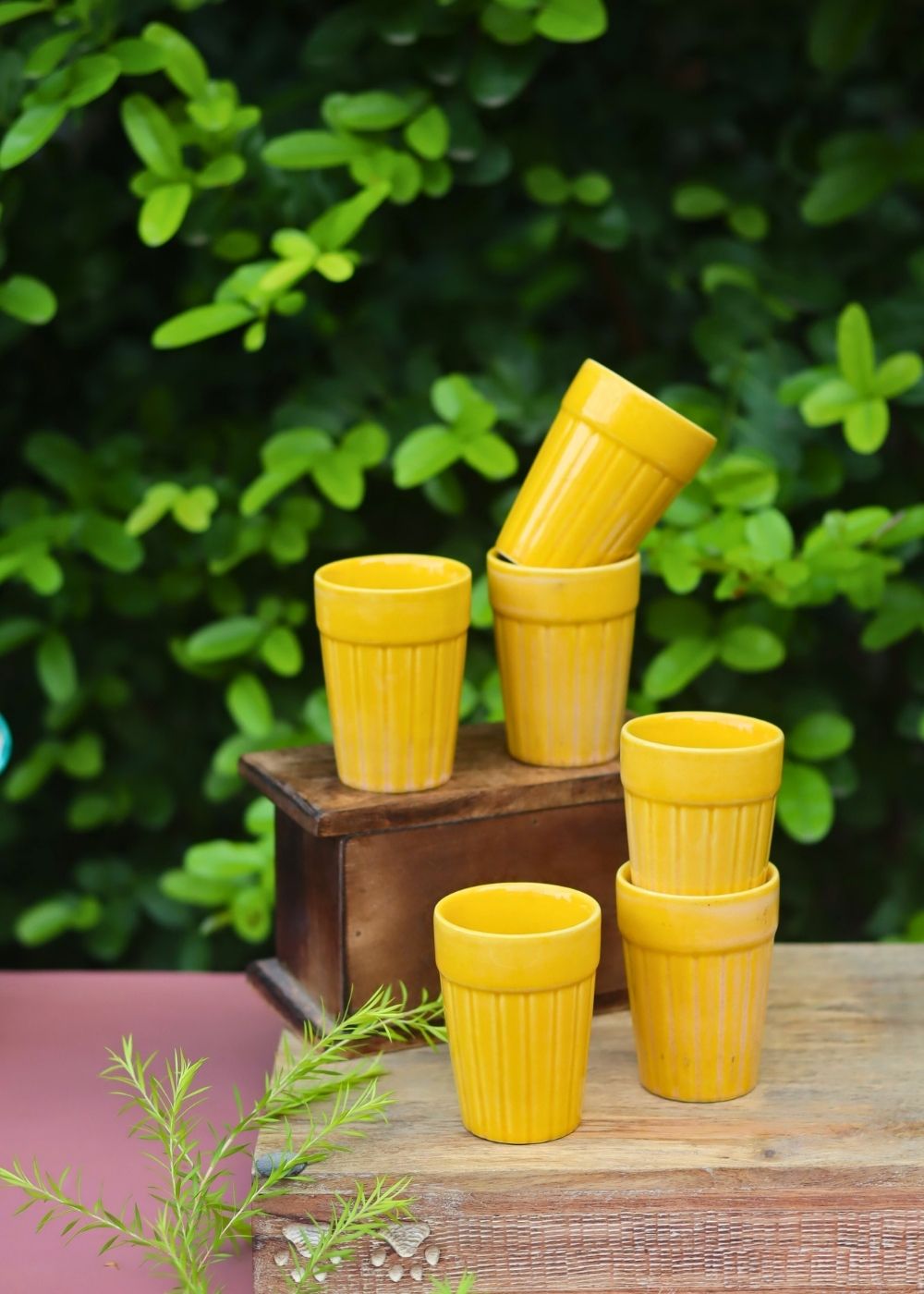 Handmade Set of 6 - Yellow Kulhad
