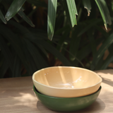 green & nude curry bowl made by ceramic 