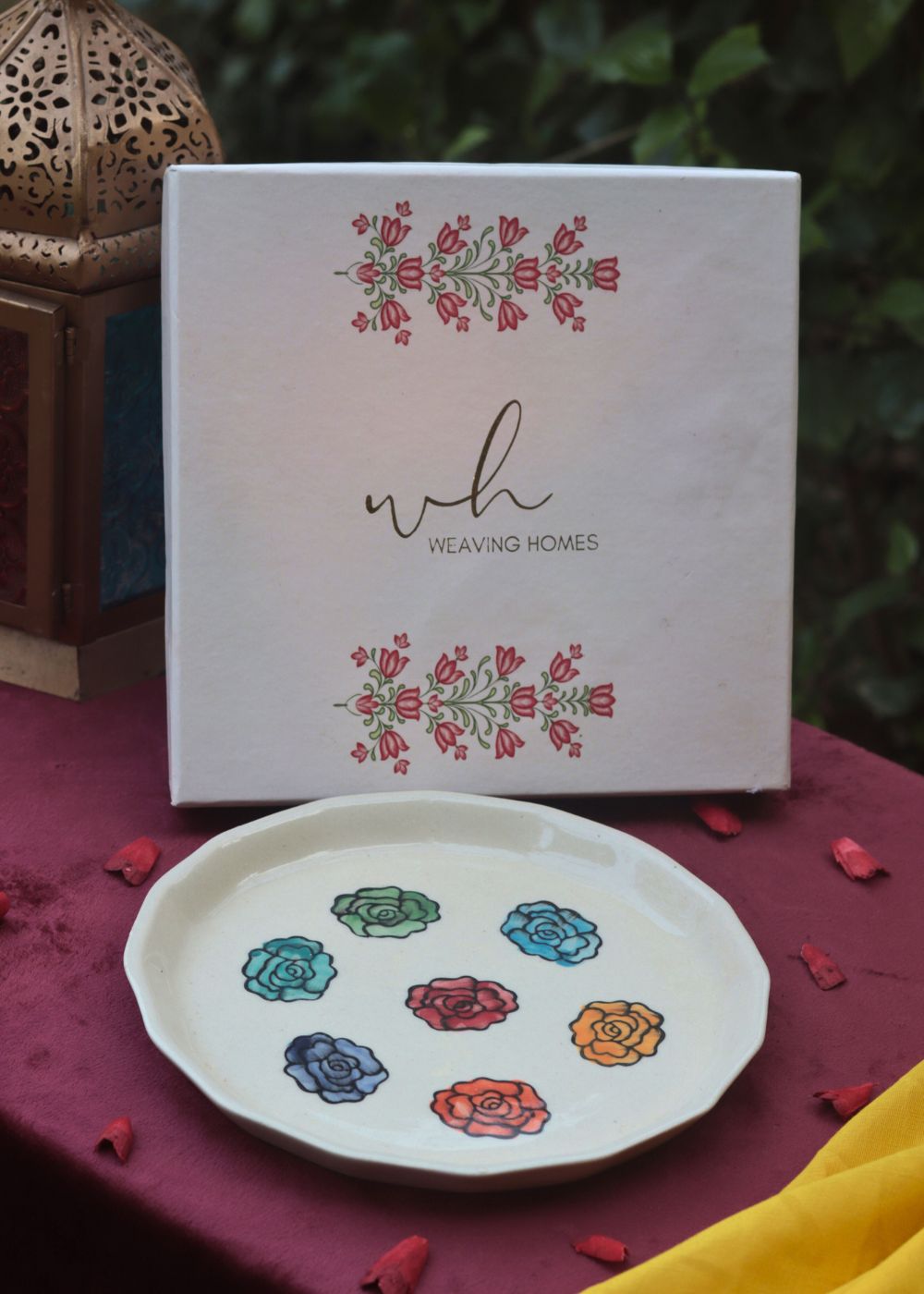 Roses Plate in a Gift Box handmade i n india