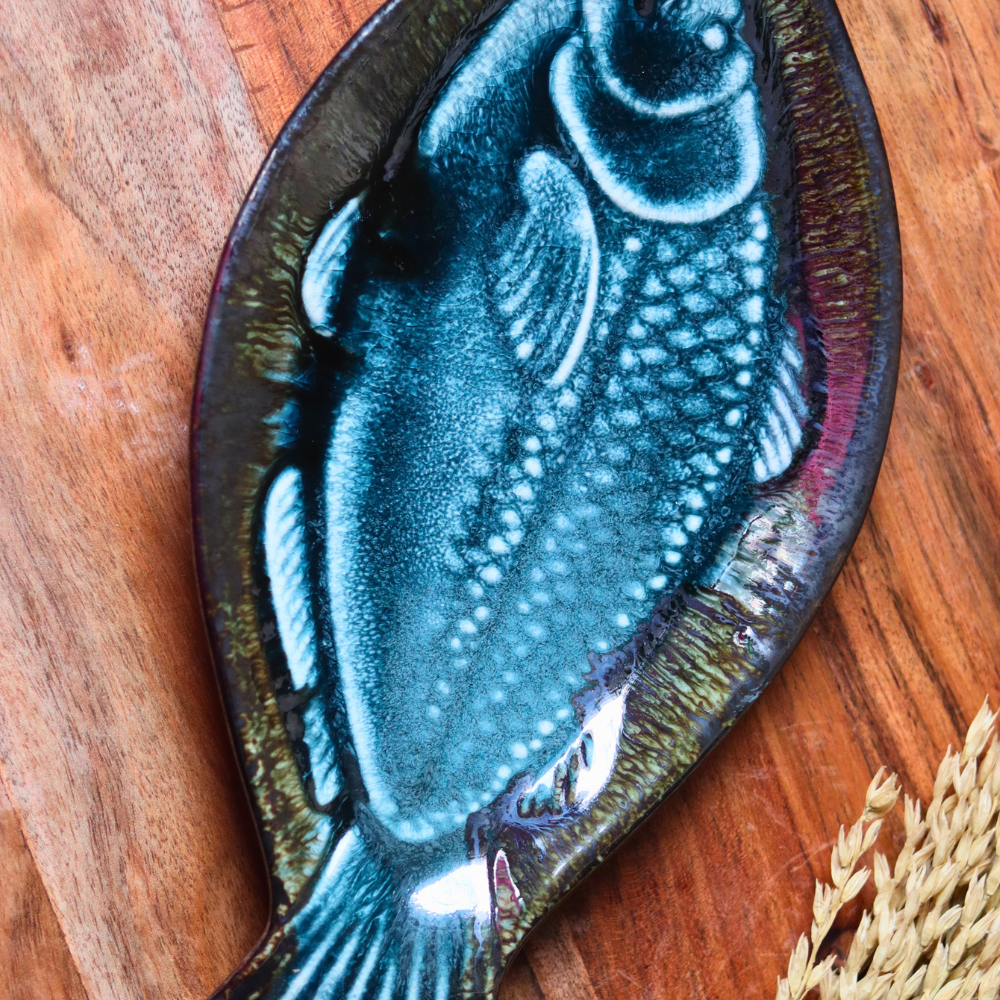 Fish shaped handmade plate 