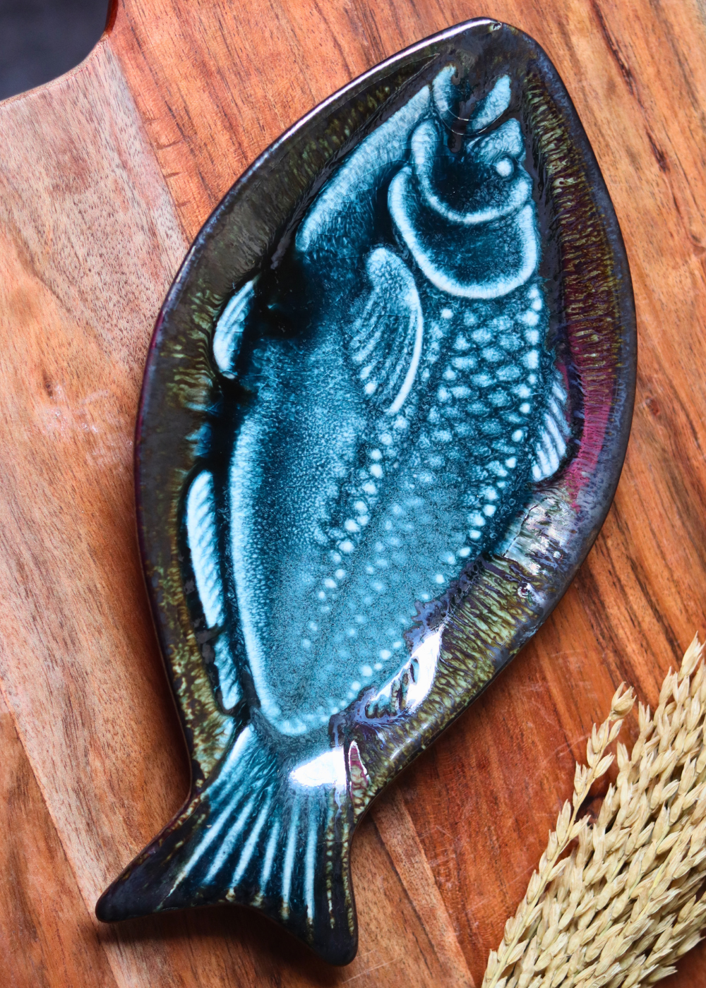 Fish shaped handmade plate 