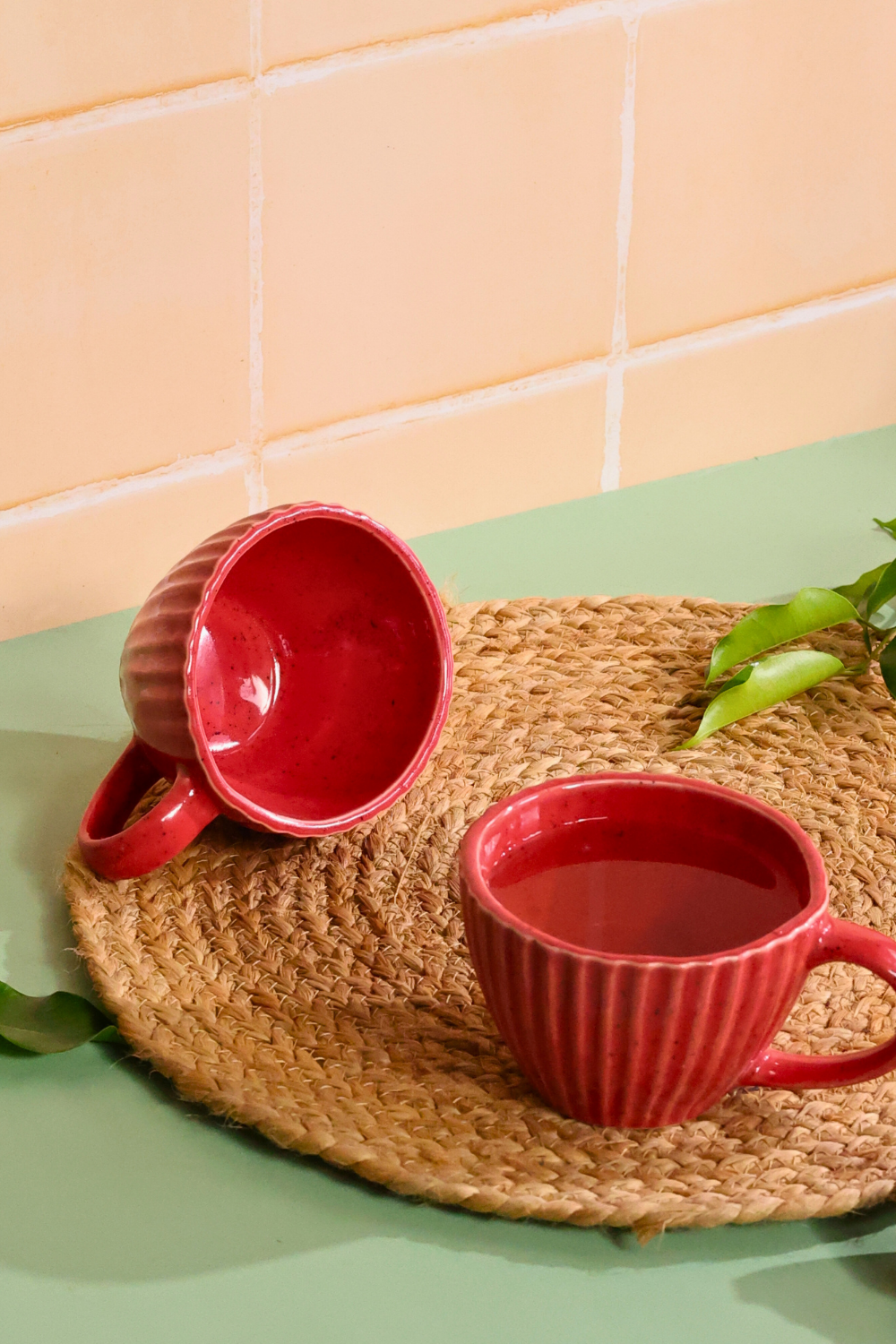 handmade red coffee mug