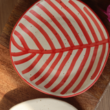 Handmade ceramic red leaf plate 