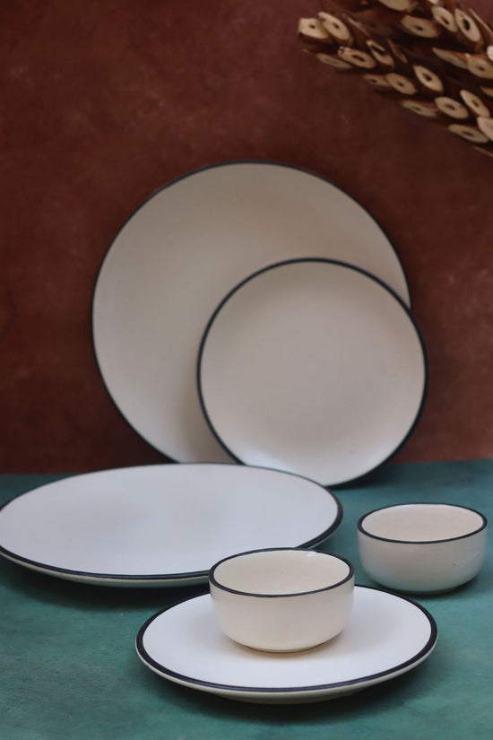 Set of 6 - Basic White Dinner Set handmade in India