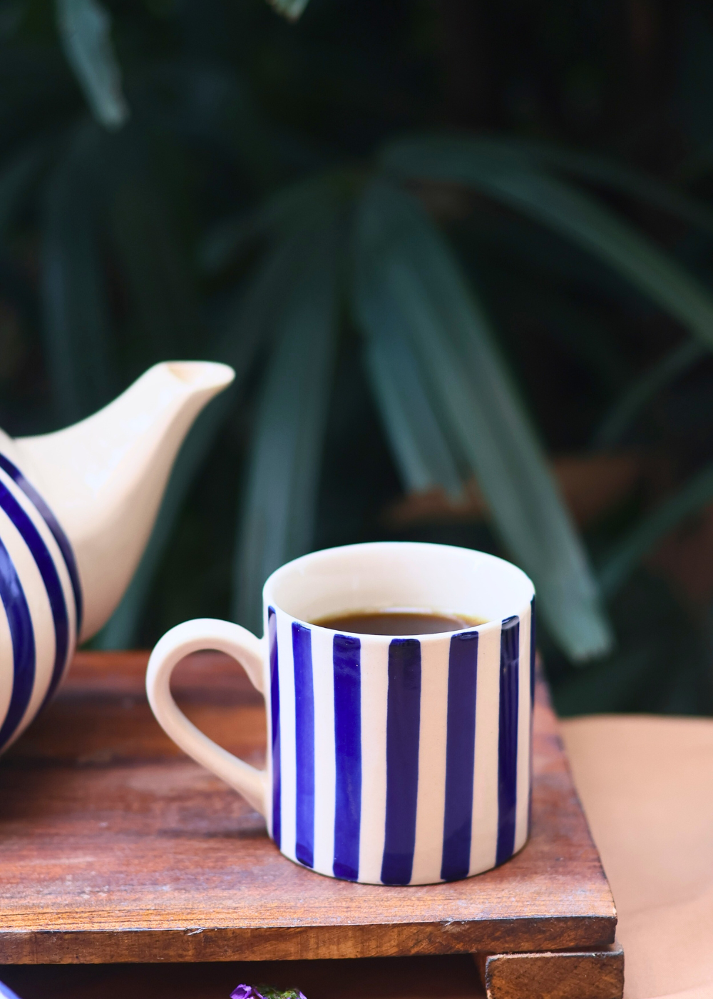 Handmade ceramic tea cup with tea 