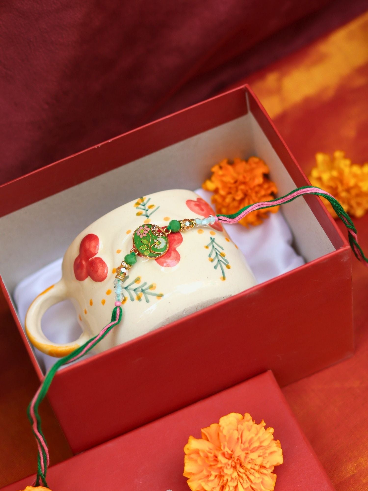 Cherry Mug Rakhi Gift Box handmade in India