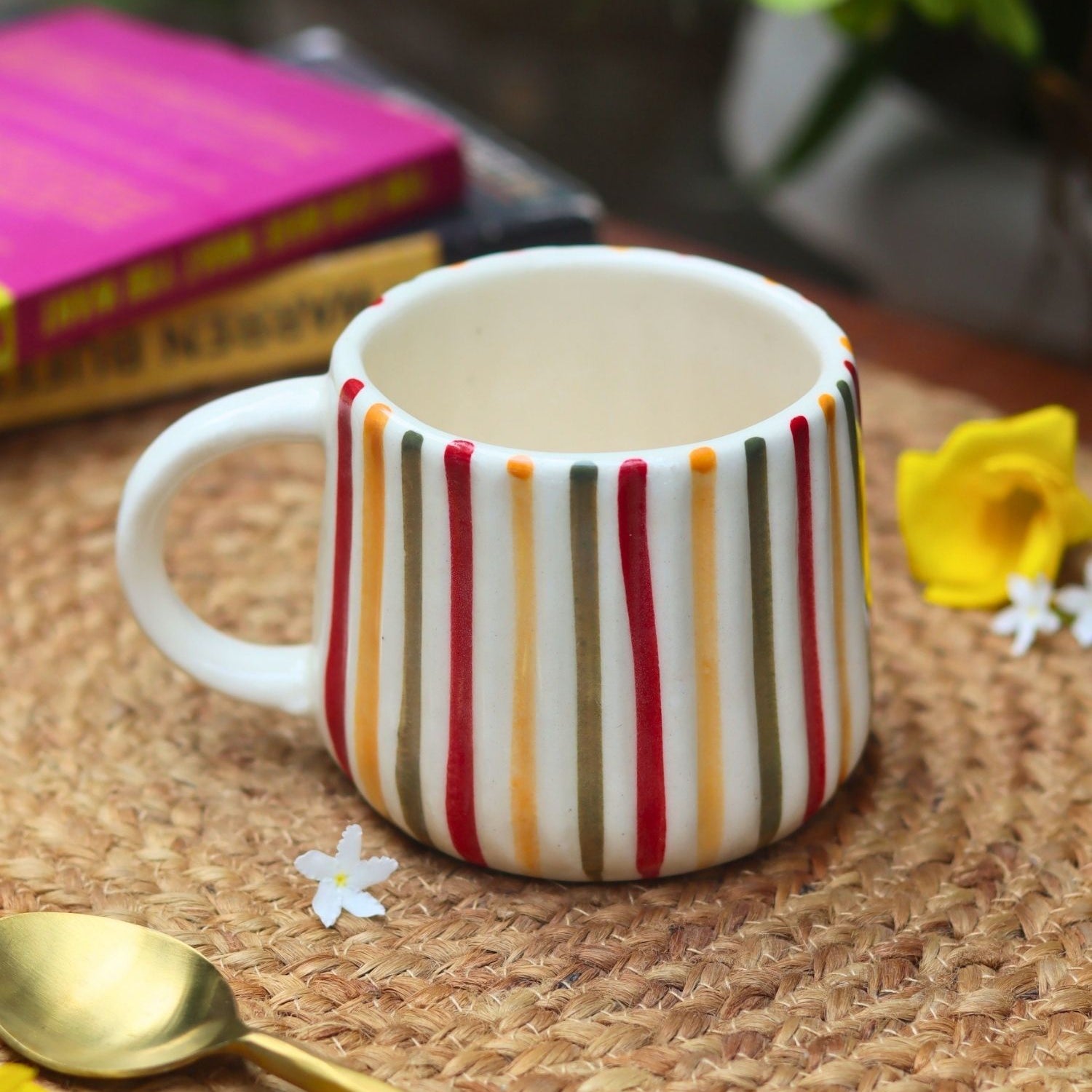 Handmade Rainbow Striped Mug