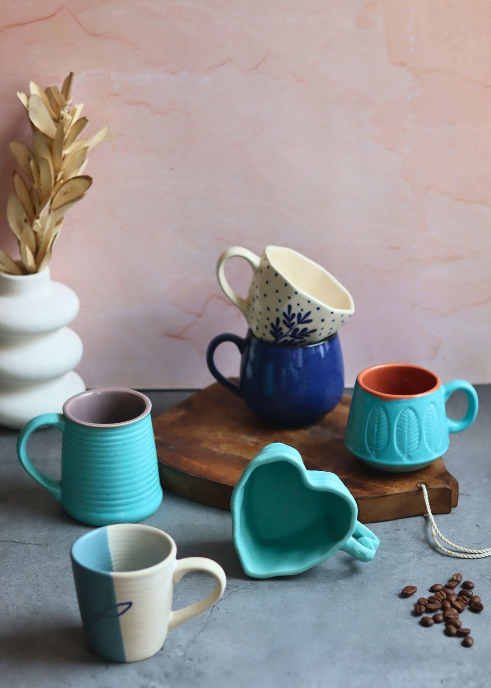 Set of 6 Cloudy Sky Mugs (for the price of 5) handmade in India