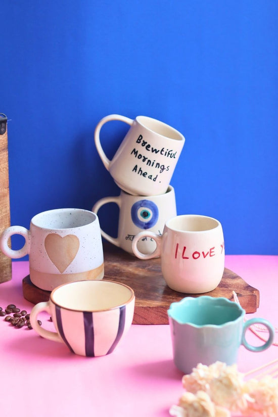 Set of 6 Morning Bliss Mugs (for the price of 5) made by ceramic