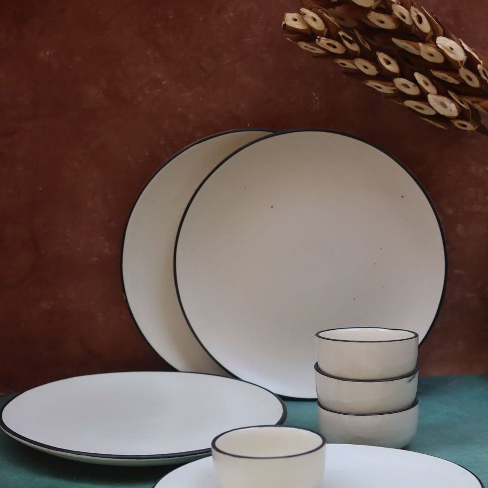 Set of 8 - Basic White Dinner set made by ceramic