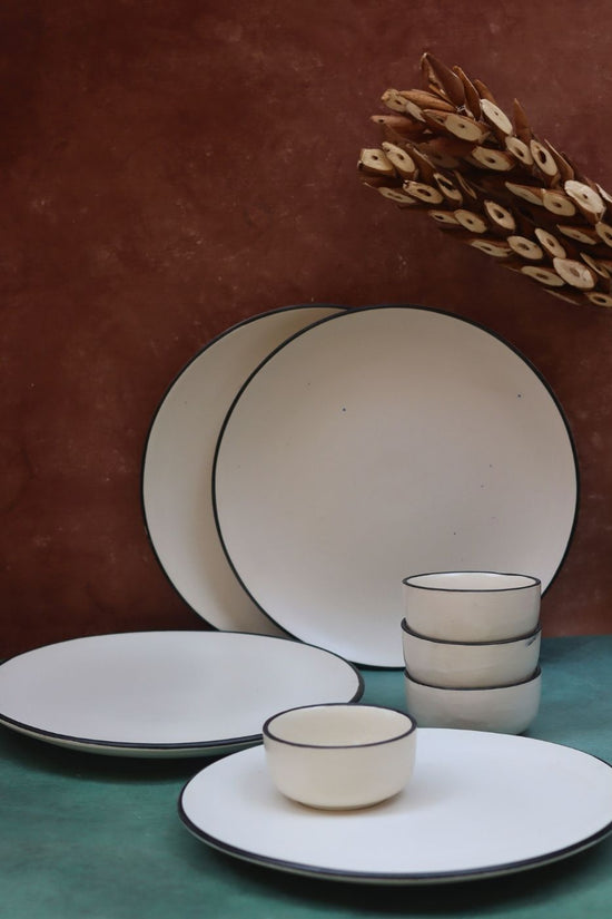 Set of 8 - Basic White Dinner set made by ceramic